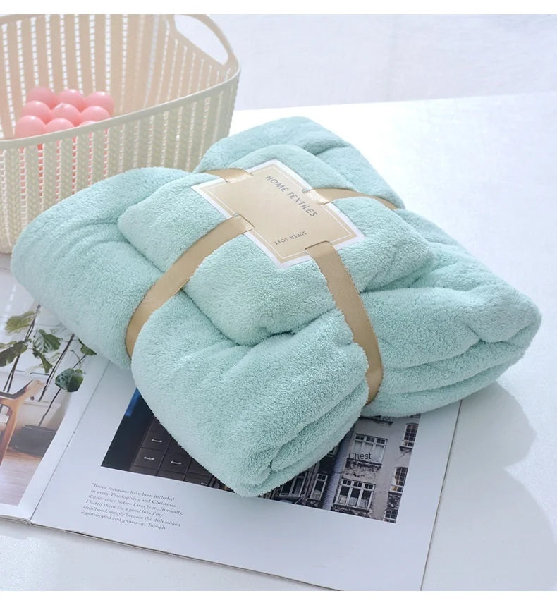 Cotton Bath Towels for Adults, 70x140cm 35x75cm 2pcs, High Absorbent Soft Bath Towel + Face Towels, Luxury Super Large Towel Set