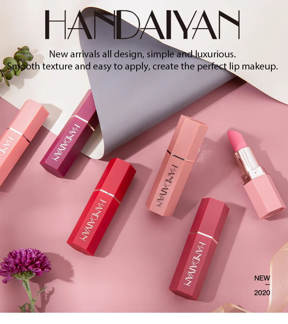 6 Colors Nude Matte Lipstick Waterproof Long Lasting Lip Stick Rose Red Pink Velvet Nonstick cup Lipsticks Makeup Cosmetics