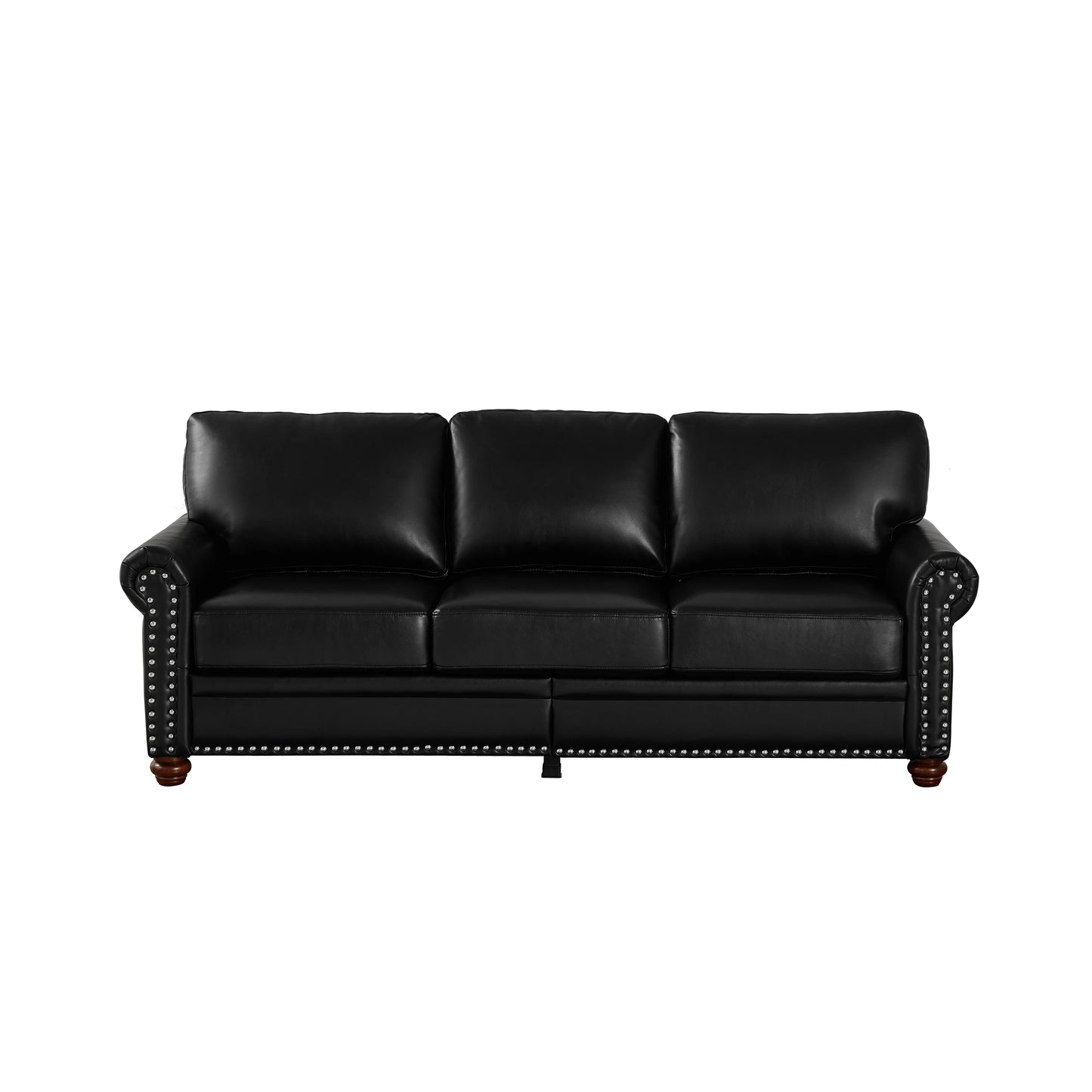 Modern Convertible Square Living Room Sofa Set Black PU Leather Apartment & Villa Use