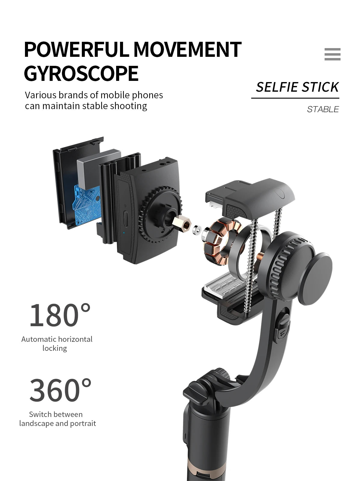 Handheld Gimbal Smartphone Bluetooth Handheld Stabilizer with Tripod Selfie Stick Folding Gimbal for Smartphone Xiaomi iPhone