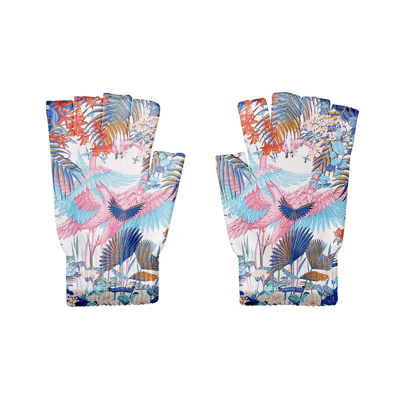 Cartoon Mashup Colorful Pattern Mittens Wrist Spring Summer Fingerless Working Gloves Soft Women Knitted Gloves Open Fingered