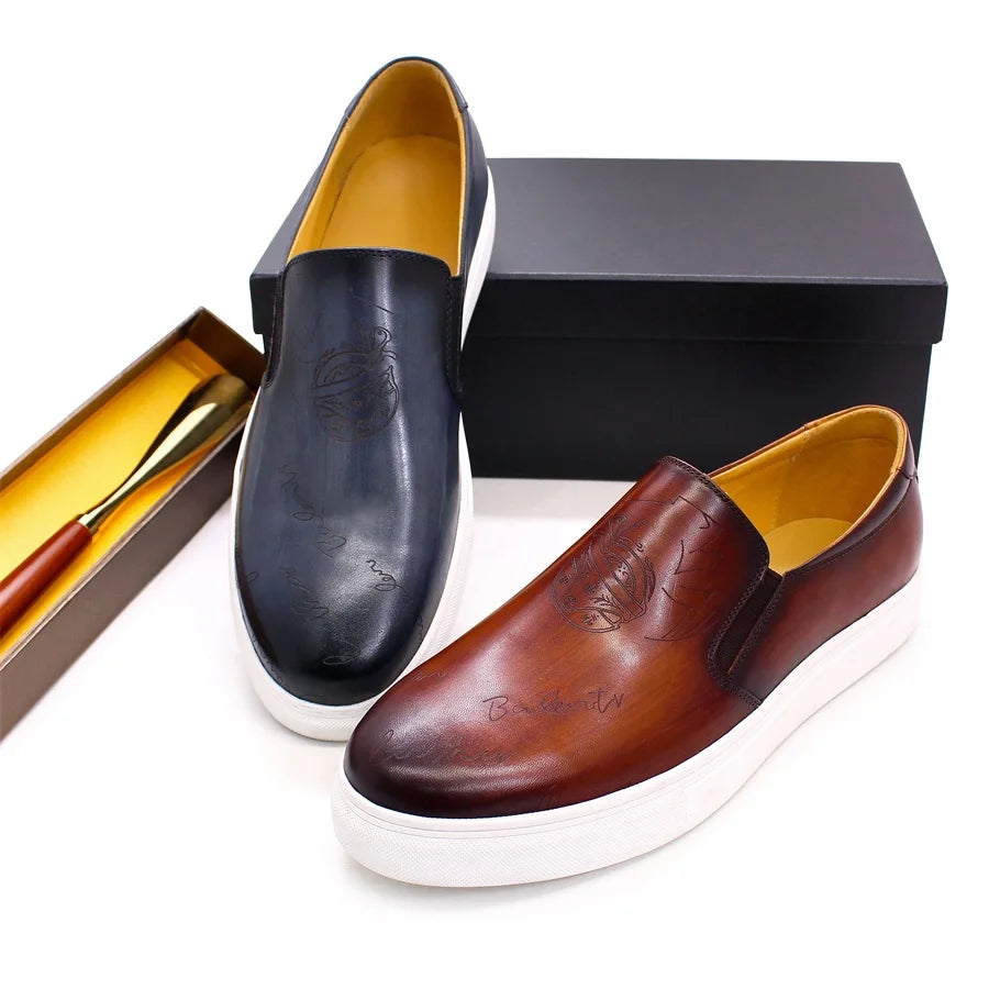 Genuine Leather Casual Men's Shoes High-grade Handmade Fashion Comfortable Leather Shoes Daily Dating Loafers Formal Party Shoes