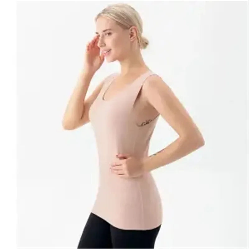 Thermal Shirt Women Sleeveless Elastic Velvet Vest Women Thermal Top V Neckline Warm Underwear Women Soft thermo shirt women
