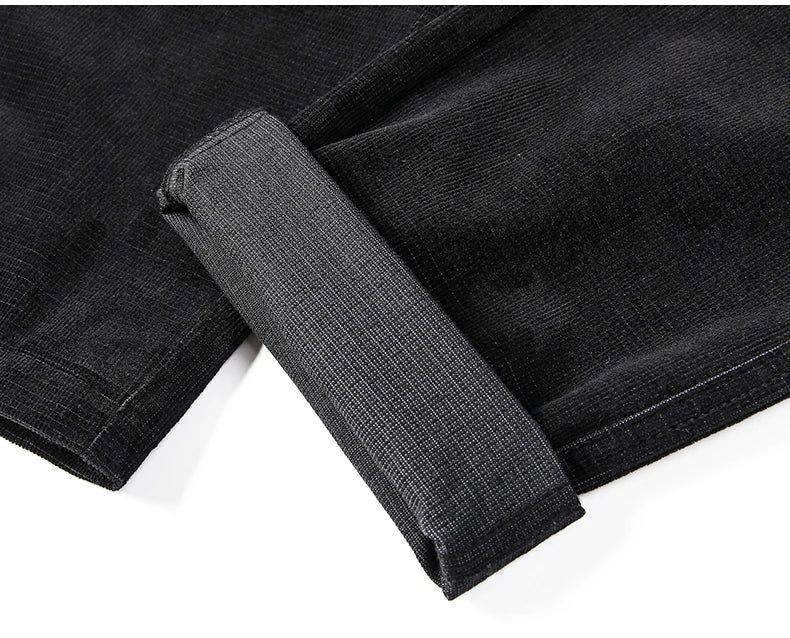 Spring Autumn New Men Pants Corduroy Fabric Comfortable Soft Casual Business Office Male Trousers Khaki Apricot Black Blue