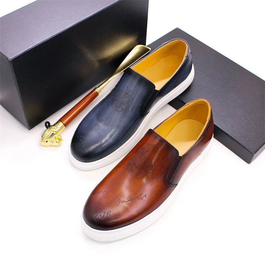 Genuine Leather Casual Men's Shoes High-grade Handmade Fashion Comfortable Leather Shoes Daily Dating Loafers Formal Party Shoes