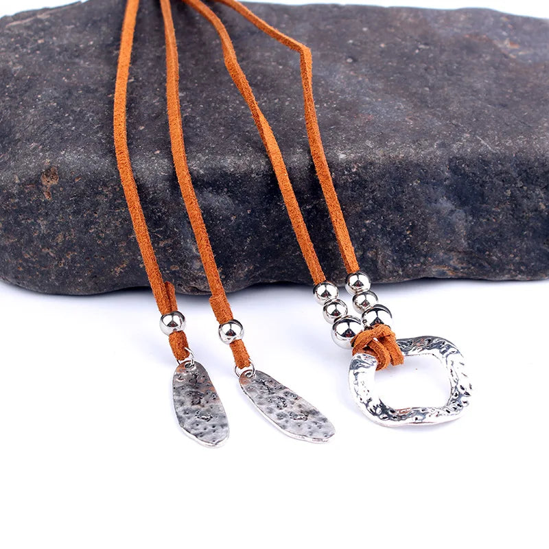 Bohemian Wrap Necklace, Layered Choker, Circle Lariat Y Necklaces, Eternity Necklaces, Hippie Boho Bohemian Minimalist Jewelry