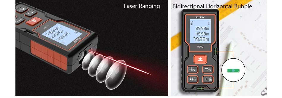 HILDA Laser Rangefinder Distance Meter 40M 60M 80M 100M Rangefinder Laser Tape Range Finder Building лазерный дальномер