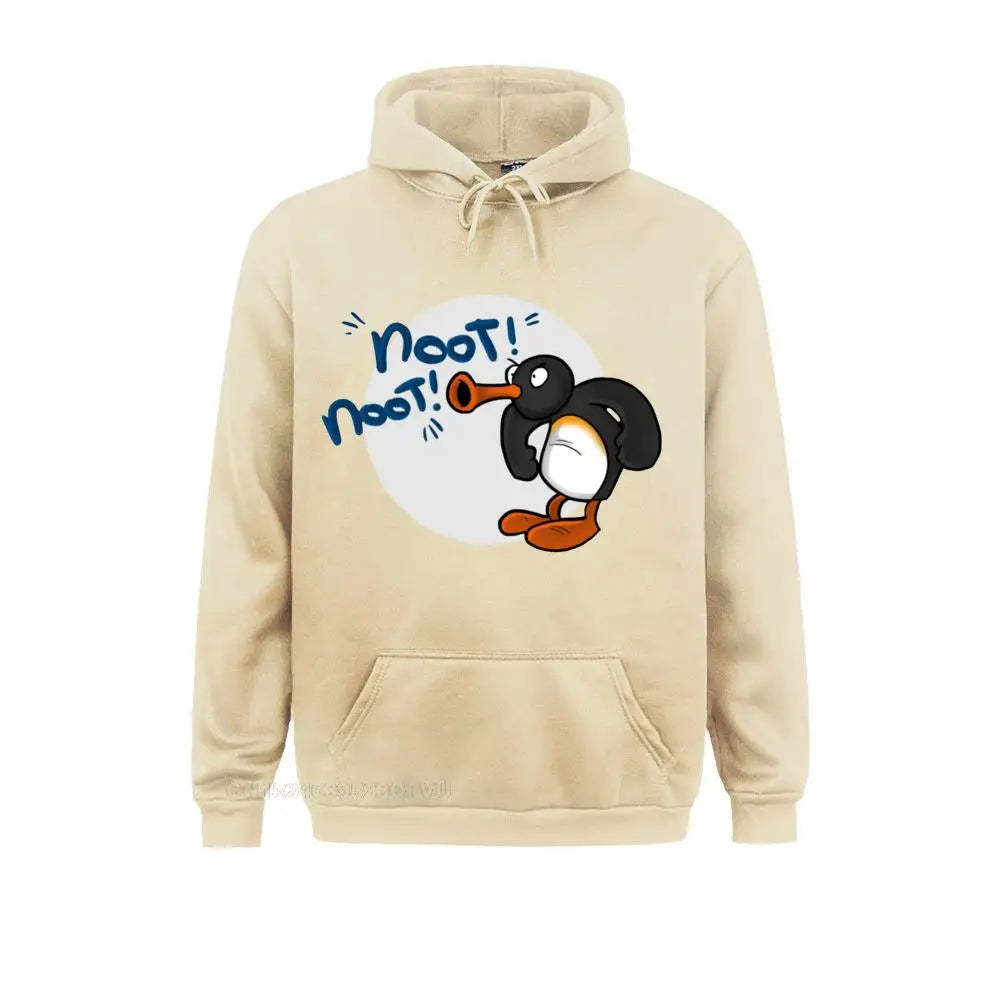 Noot Noot Pingu Hoodies Men Cotton Funny Hoodie Round Collar Penguin Meme Funny Cartoon Tees Clothes Printing