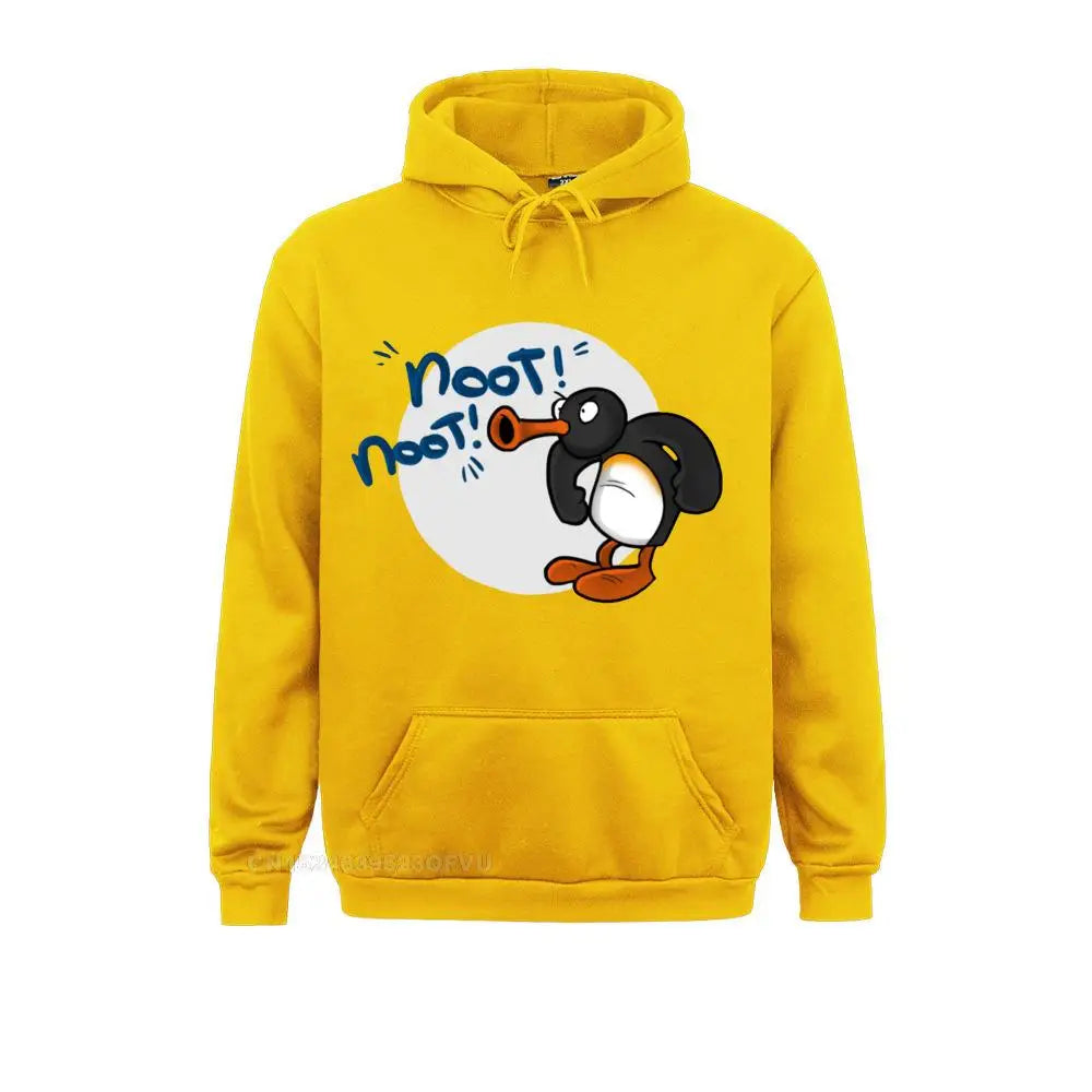 Noot Noot Pingu Hoodies Men Cotton Funny Hoodie Round Collar Penguin Meme Funny Cartoon Tees Clothes Printing