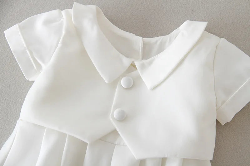 baby boy clothes white baptism baby romper set with hat turndown collar newborn first christmas boy birthday clothing 3-24M