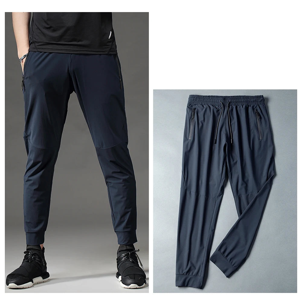 Running Pants Men Sport Jogging Fitness Yoga Training Basketball Football Long Leggings Ice Silk Elastic Quick Drying Trousers