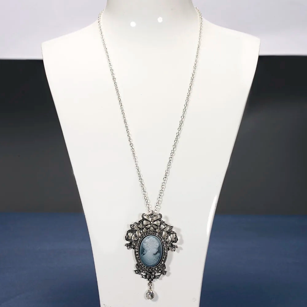 Long Necklace Rinhoo Vintage Beauty Head Sweater Chain Design Pendant Necklace Lady Girl Special Women Jewelry Gifts Wholesale