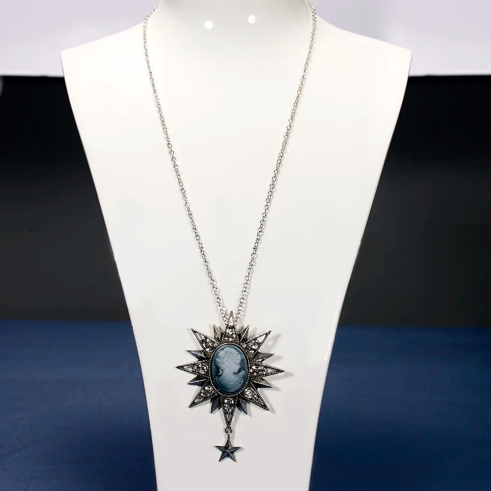 Long Necklace Rinhoo Vintage Beauty Head Sweater Chain Design Pendant Necklace Lady Girl Special Women Jewelry Gifts Wholesale