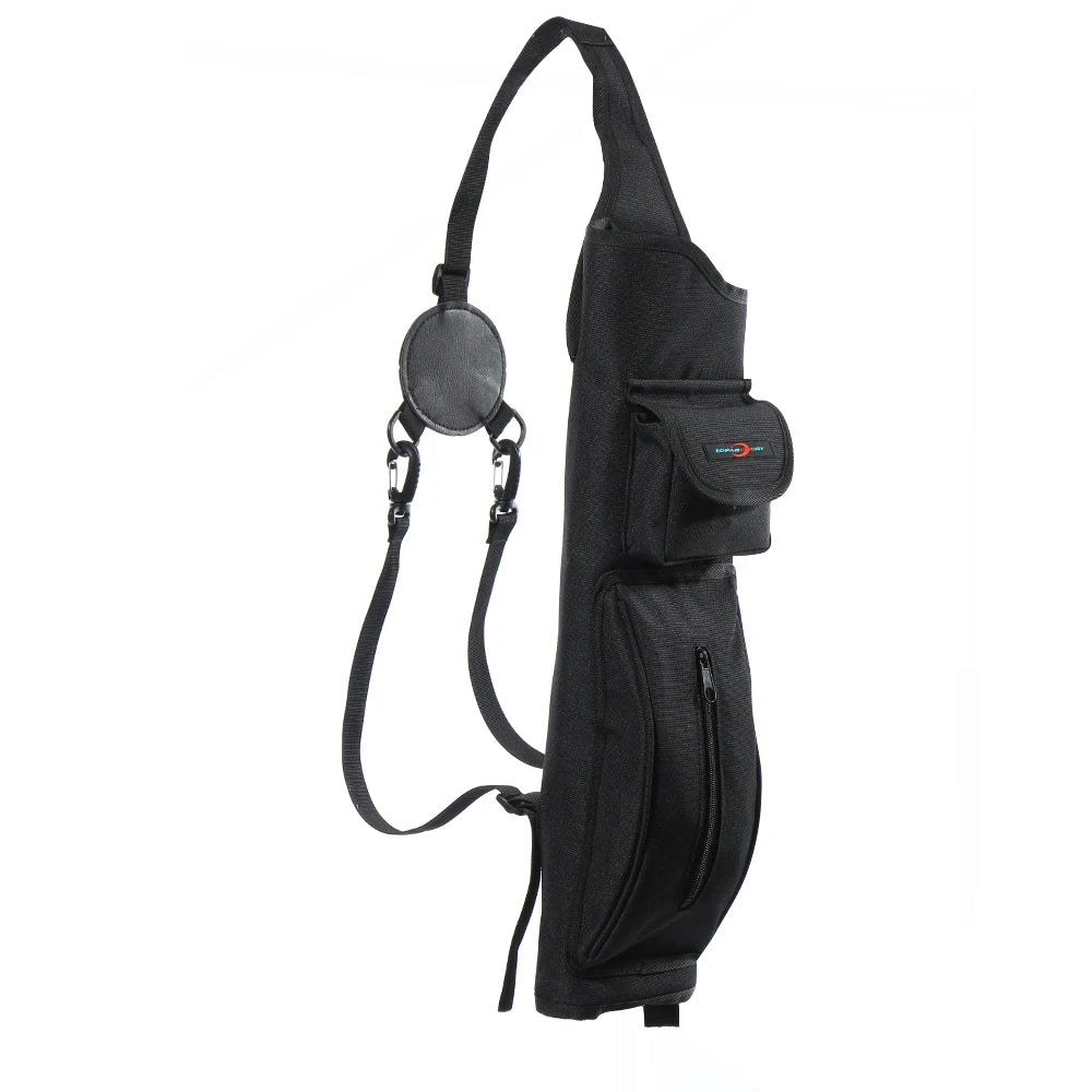 Toparchery Portable Black Outdoor Archery Quiver Shoulder Back Arrows Holder Bag Pocket Sports Pouch Sack for Hunting Game