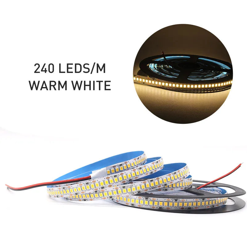 LED Strip Light 12V DC SMD 2835 120LEDs/M 1M 2M 3M 4M 5M Tira LED Stripe Tape Warm White 240LEDs/M Flexible Indoor Home Lighting