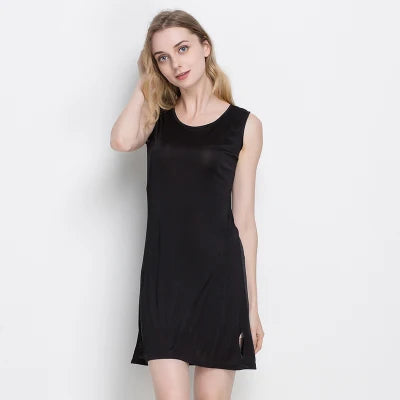 Knitted Natural Silk women sleep dress, Solid Basic slip dress, Anti emptied FULL slips, sleeveless new underwear
