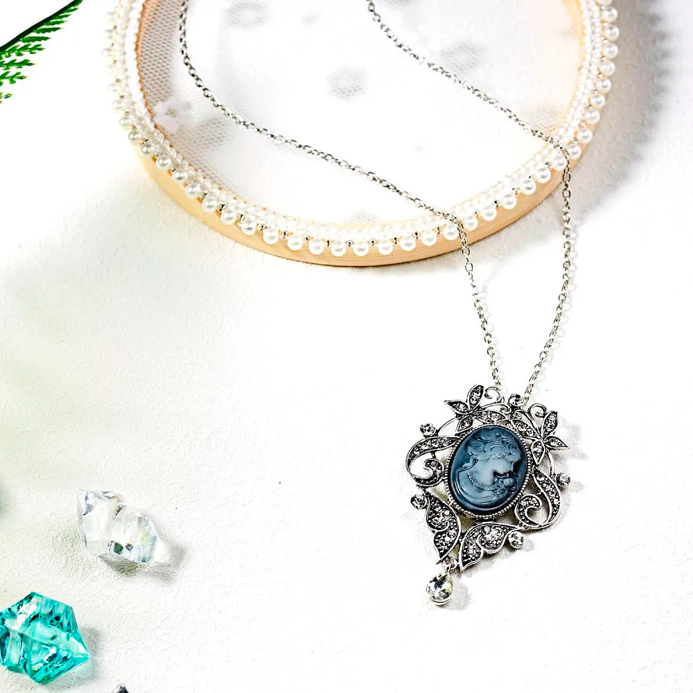 Long Necklace Rinhoo Vintage Beauty Head Sweater Chain Design Pendant Necklace Lady Girl Special Women Jewelry Gifts Wholesale
