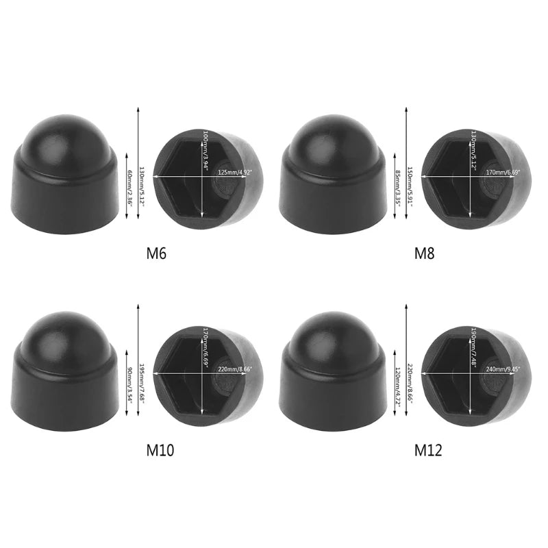 10Pcs M6 M8 M10 M12 Bolt Nut Dome Protection Caps Covers Exposed Hexagon Plastic Nuts and Bolts