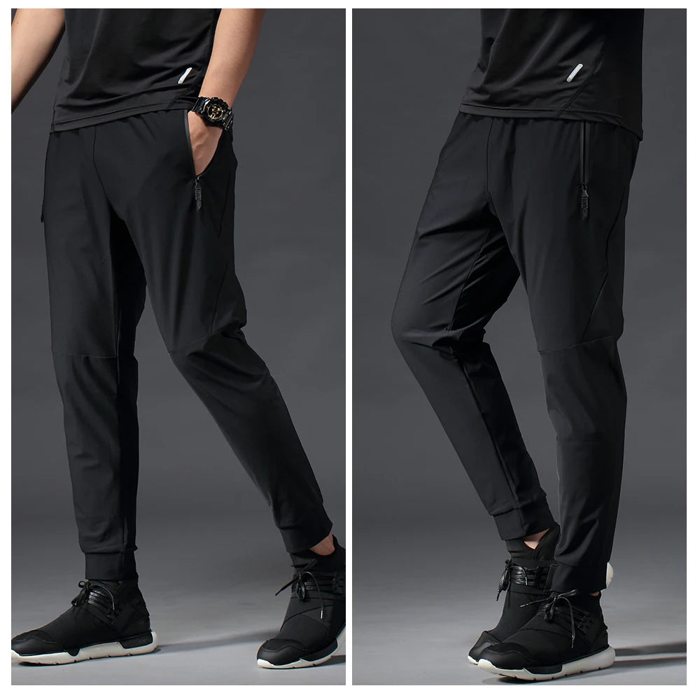 Running Pants Men Sport Jogging Fitness Yoga Training Basketball Football Long Leggings Ice Silk Elastic Quick Drying Trousers