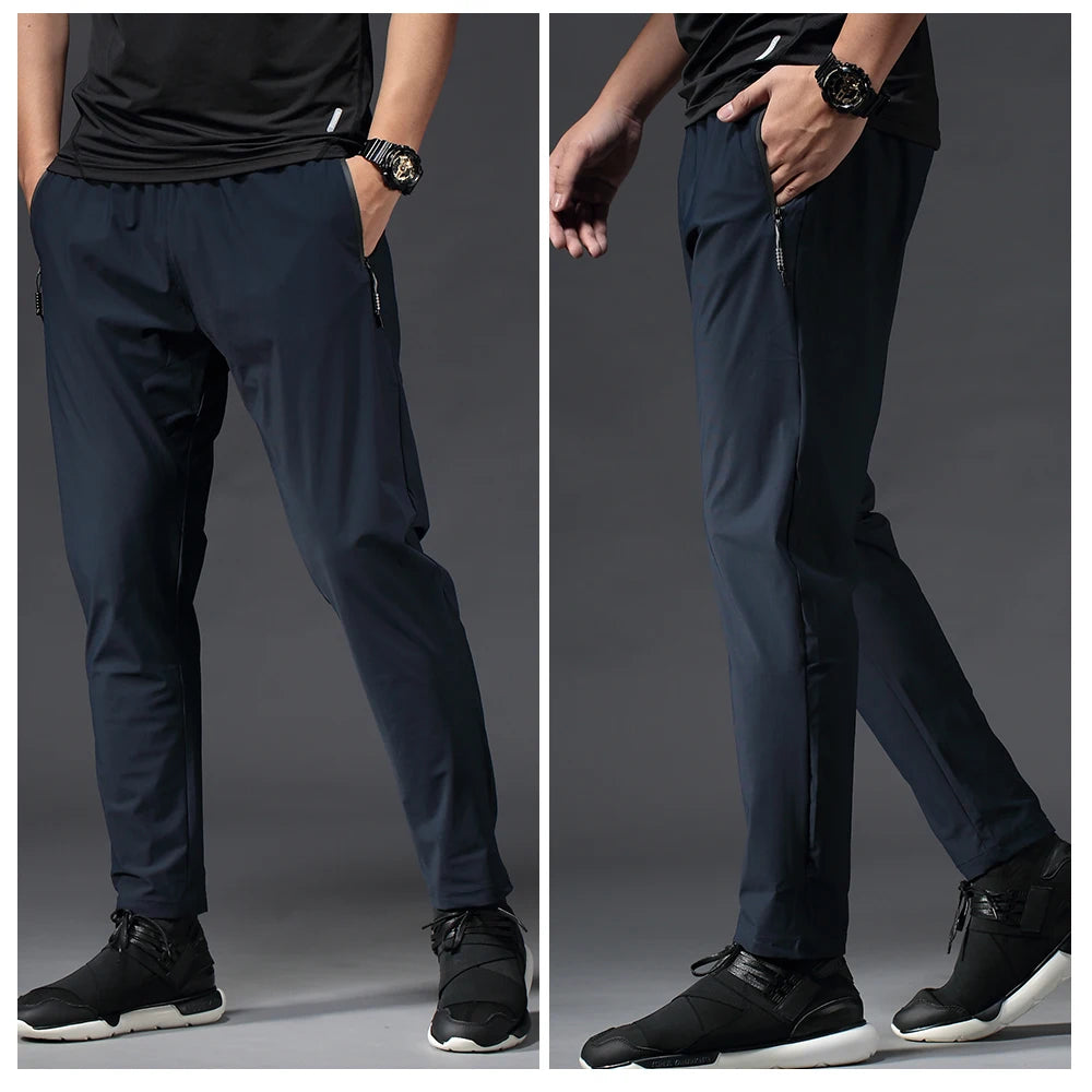 Running Pants Men Sport Jogging Fitness Yoga Training Basketball Football Long Leggings Ice Silk Elastic Quick Drying Trousers