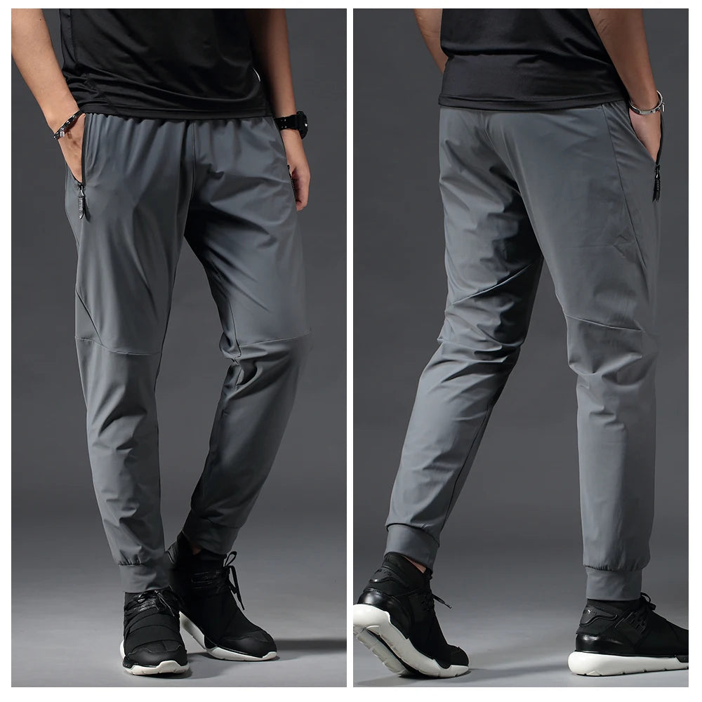 Running Pants Men Sport Jogging Fitness Yoga Training Basketball Football Long Leggings Ice Silk Elastic Quick Drying Trousers