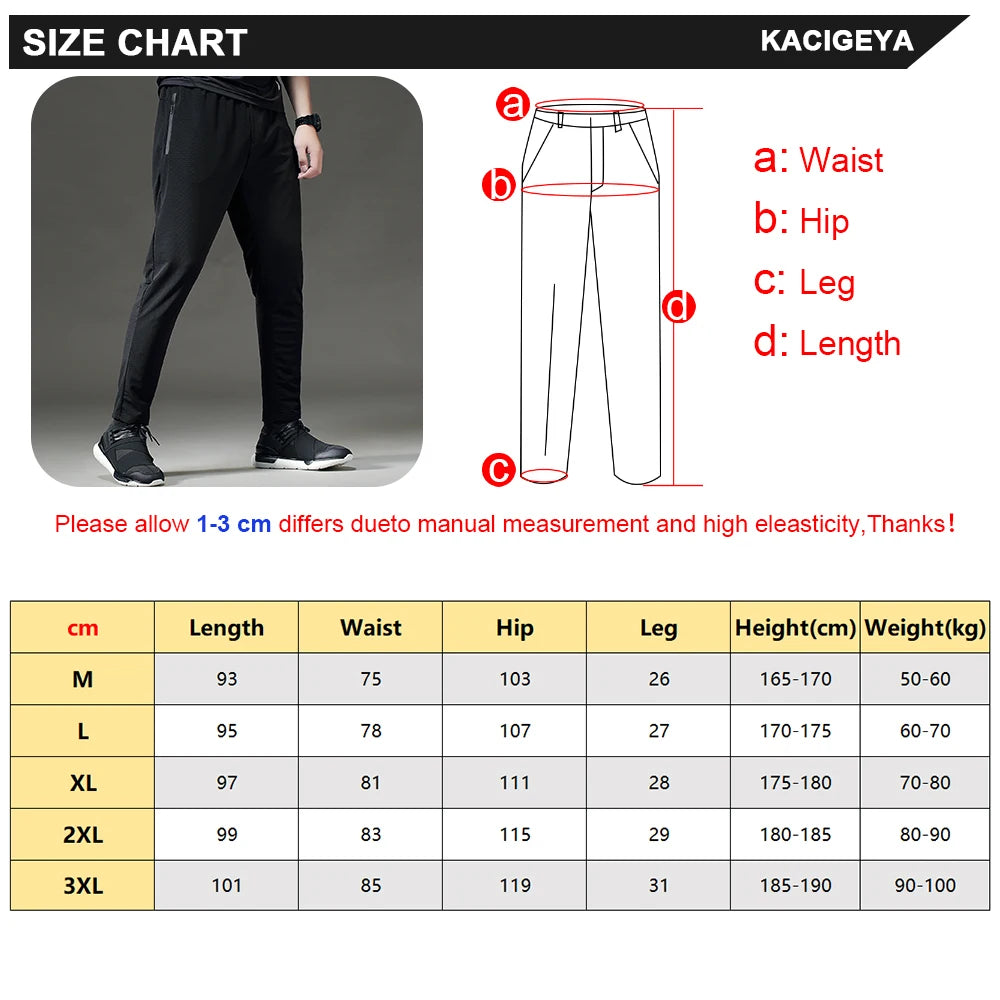 Running Pants Men Sport Jogging Fitness Yoga Training Basketball Football Long Leggings Ice Silk Elastic Quick Drying Trousers