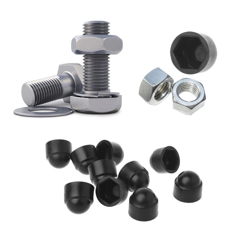 10Pcs M6 M8 M10 M12 Bolt Nut Dome Protection Caps Covers Exposed Hexagon Plastic Nuts and Bolts