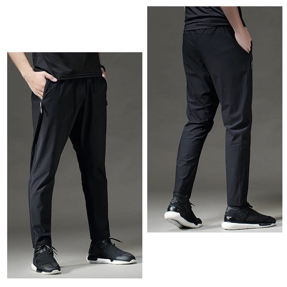 Running Pants Men Sport Jogging Fitness Yoga Training Basketball Football Long Leggings Ice Silk Elastic Quick Drying Trousers