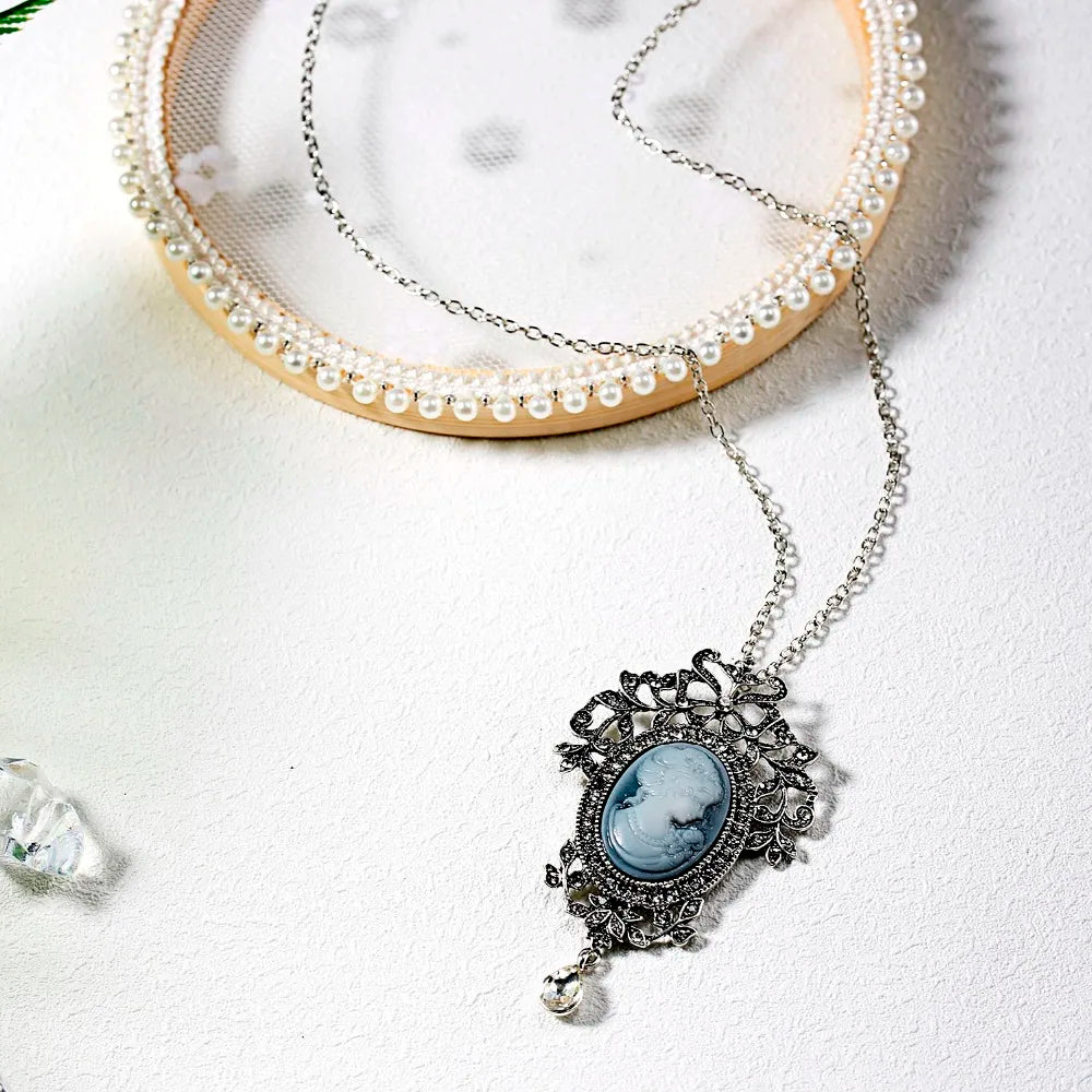 Long Necklace Rinhoo Vintage Beauty Head Sweater Chain Design Pendant Necklace Lady Girl Special Women Jewelry Gifts Wholesale