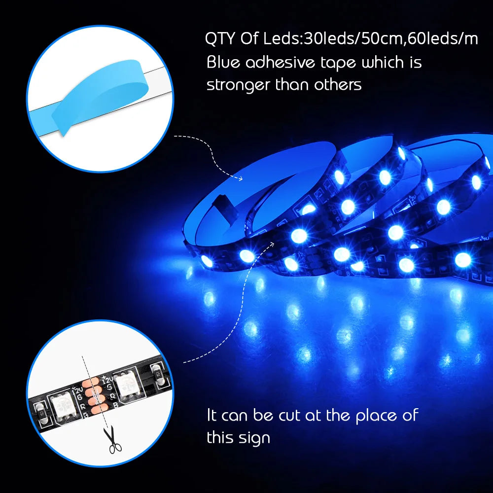 Led Strip Light For 12V 4PIN RGB Header (+12V,G,R,B) Led Strip 5050 On For PC Computer Case Decor , RGB Header Motherboard Strip