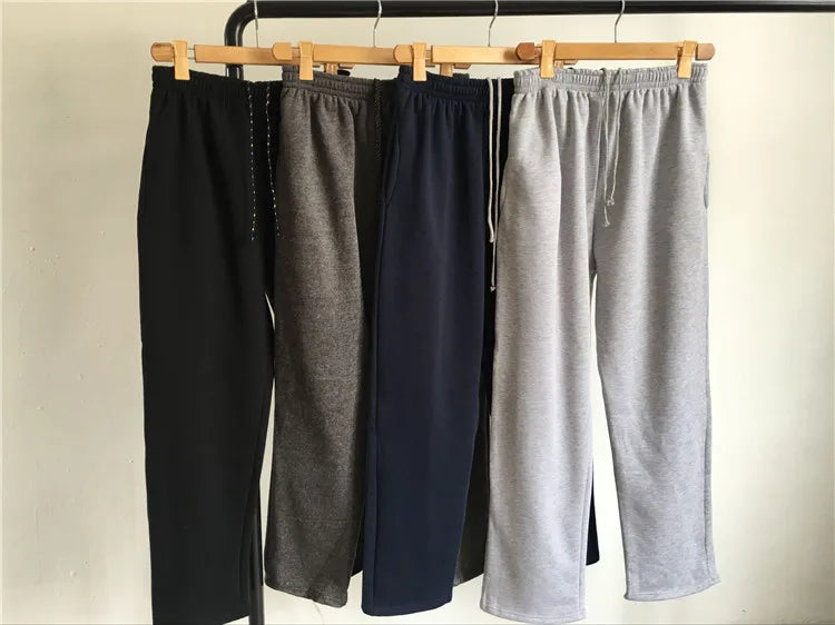 Spring Men Plus Size Pants Solid Baggy Loose Elastic Pants Cotton Sweatpants Casual Pants Autumn Straight Trousers
