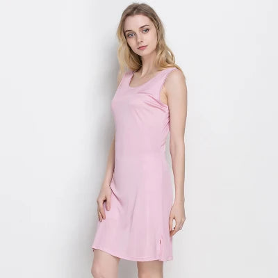 Knitted Natural Silk women sleep dress, Solid Basic slip dress, Anti emptied FULL slips, sleeveless new underwear