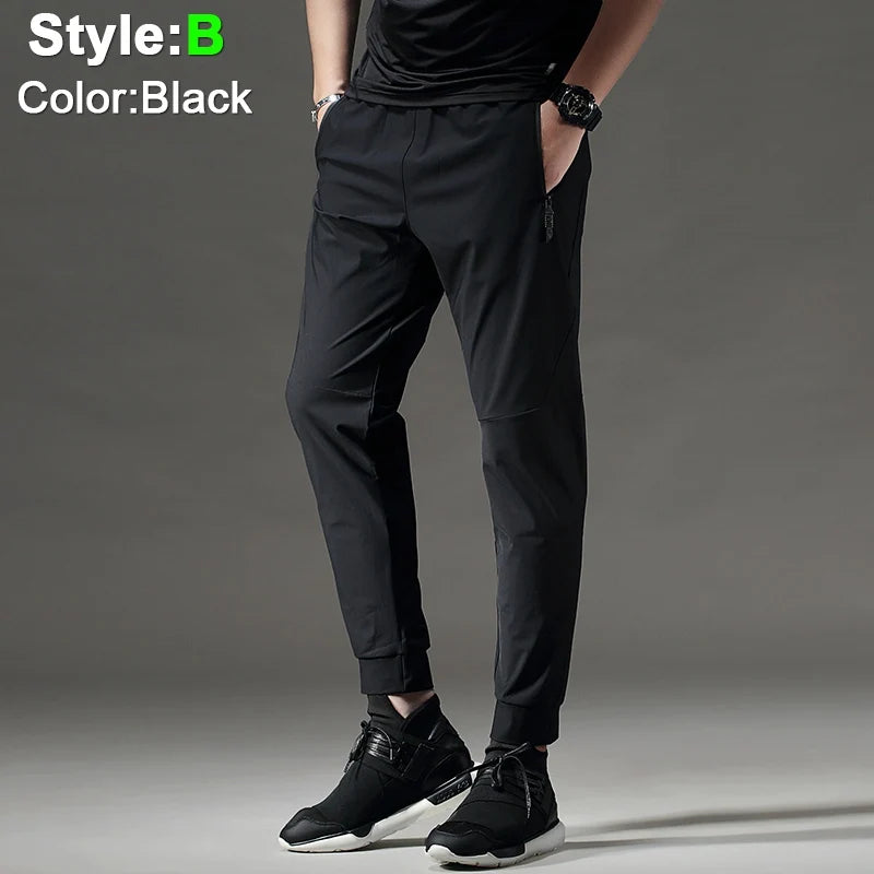 Running Pants Men Sport Jogging Fitness Yoga Training Basketball Football Long Leggings Ice Silk Elastic Quick Drying Trousers