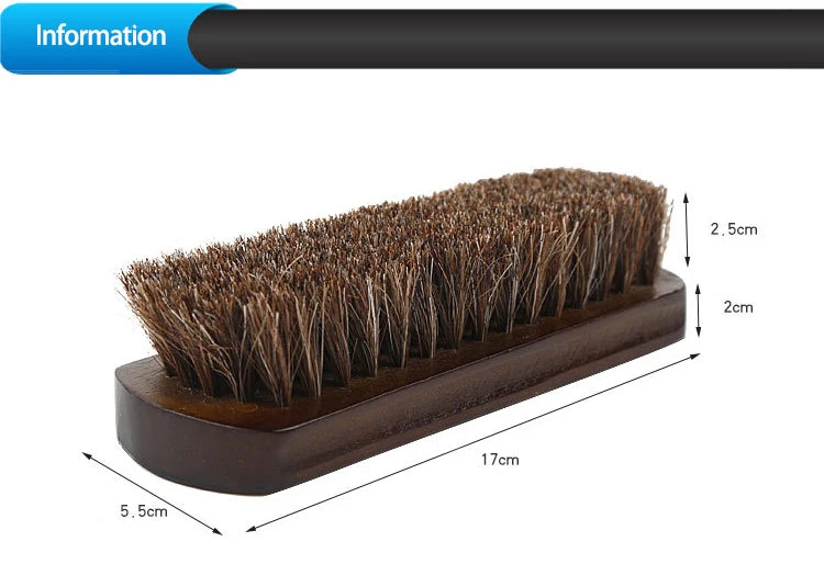 Real Horse Hair Shoe Brush Polish Natural Horsehair Leather Soft Polishing Tool Bootpolish Cleaning Brush For Suede Nubuck Boot