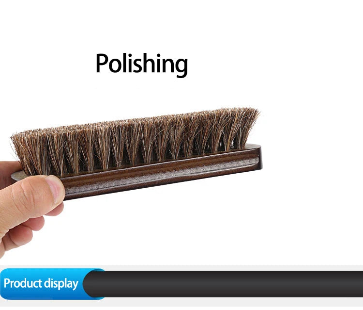 Real Horse Hair Shoe Brush Polish Natural Horsehair Leather Soft Polishing Tool Bootpolish Cleaning Brush For Suede Nubuck Boot