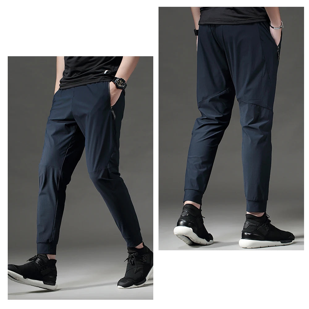 Running Pants Men Sport Jogging Fitness Yoga Training Basketball Football Long Leggings Ice Silk Elastic Quick Drying Trousers