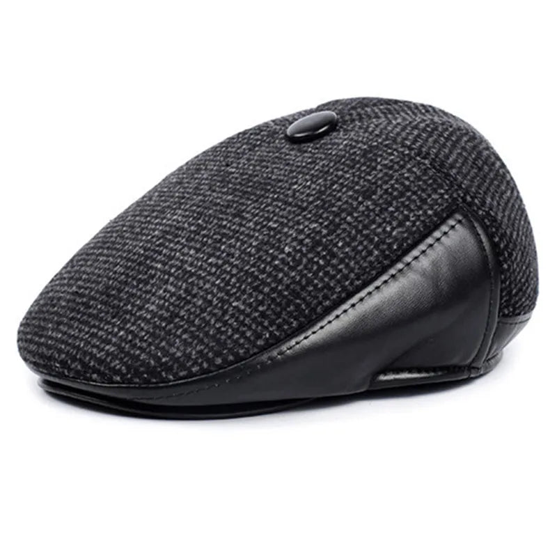 XdanqinX 2026 Winter New Men's Hat Woolen Thick Warm Berets With Earmuffs Male Bone Dad's Hat Trucker Winter Plush Fluff Hats