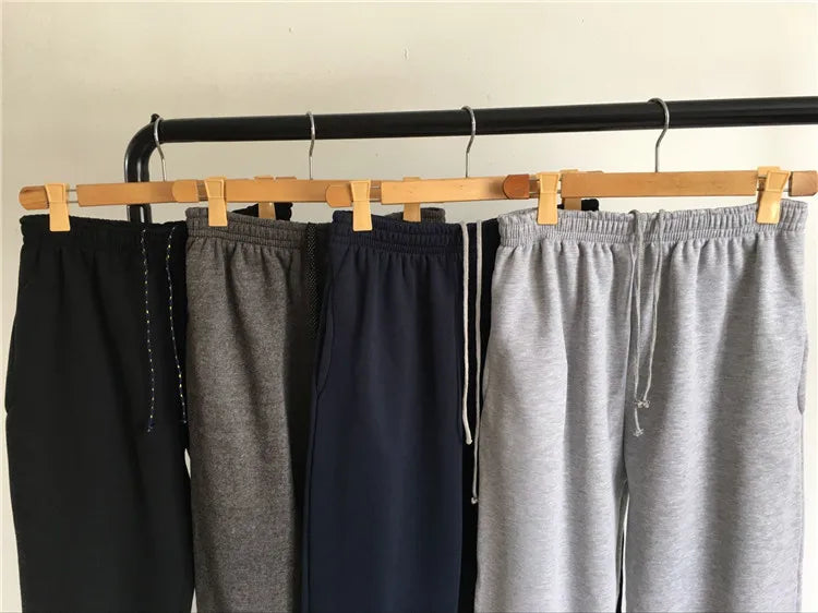 Spring Men Plus Size Pants Solid Baggy Loose Elastic Pants Cotton Sweatpants Casual Pants Autumn Straight Trousers