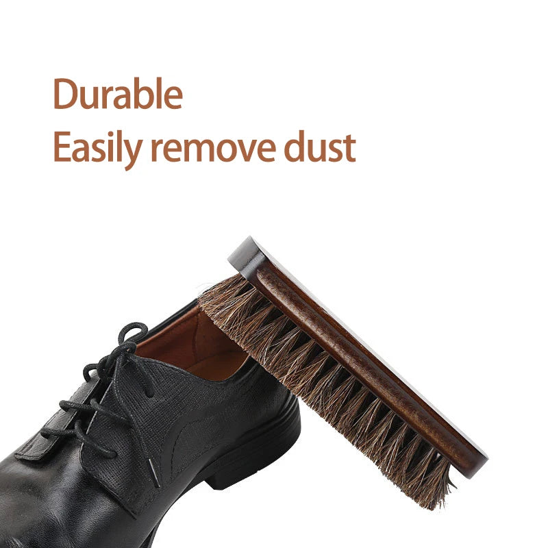 Real Horse Hair Shoe Brush Polish Natural Horsehair Leather Soft Polishing Tool Bootpolish Cleaning Brush For Suede Nubuck Boot