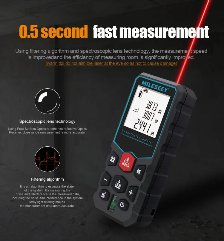 Mileseey Laser Distance Meter X5 Rechargeable Laser Digital Tape Rangefinder Trena Metro Laser Range Finder  Measuring Tape