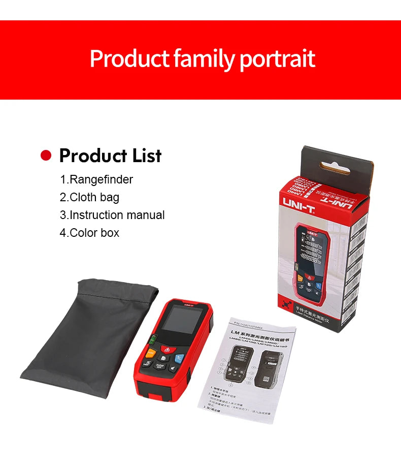 UNI-T Handheld Laser Rangefinder Distance Meter 40M 60M 80M 100M Medidor Laser Tape Build Measure Device Electronic Ruler