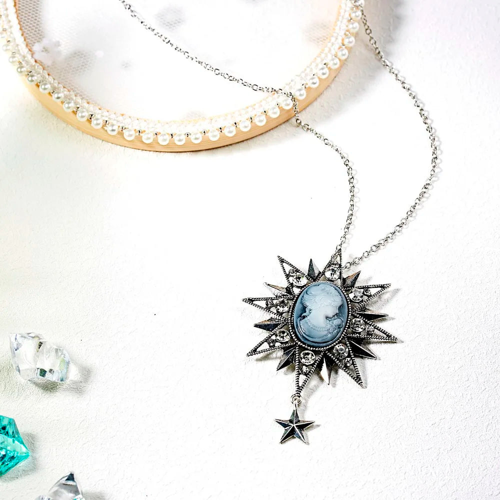 Long Necklace Rinhoo Vintage Beauty Head Sweater Chain Design Pendant Necklace Lady Girl Special Women Jewelry Gifts Wholesale
