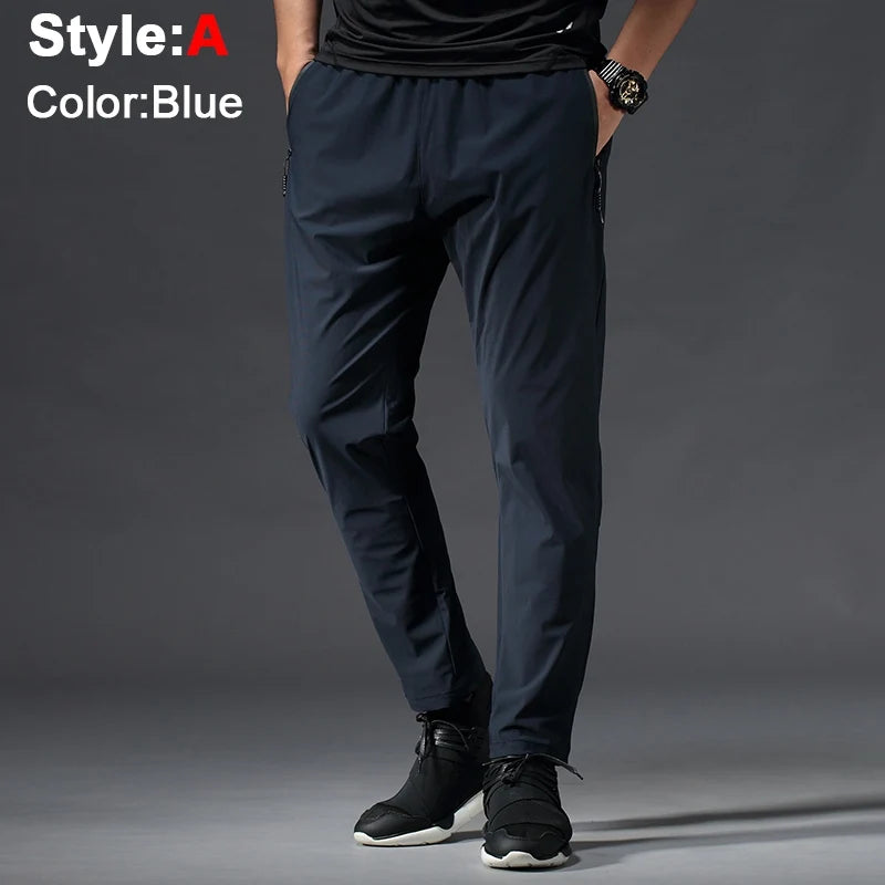 Running Pants Men Sport Jogging Fitness Yoga Training Basketball Football Long Leggings Ice Silk Elastic Quick Drying Trousers