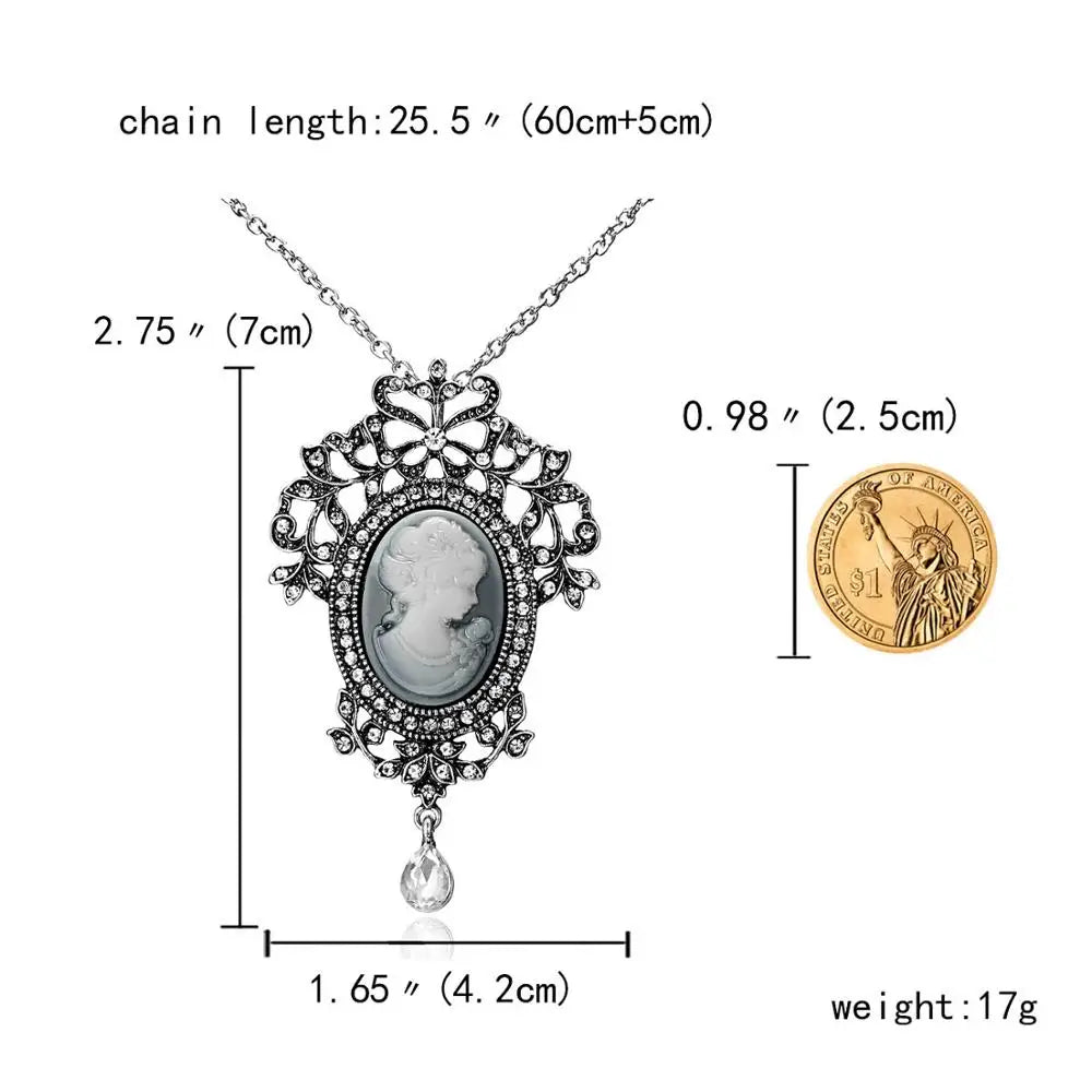 Long Necklace Rinhoo Vintage Beauty Head Sweater Chain Design Pendant Necklace Lady Girl Special Women Jewelry Gifts Wholesale