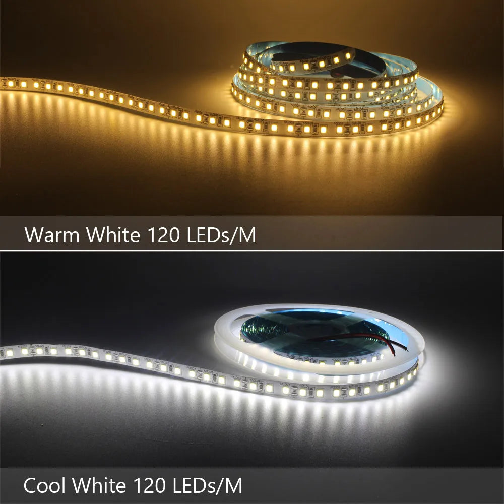 LED Strip Light 12V DC SMD 2835 120LEDs/M 1M 2M 3M 4M 5M Tira LED Stripe Tape Warm White 240LEDs/M Flexible Indoor Home Lighting