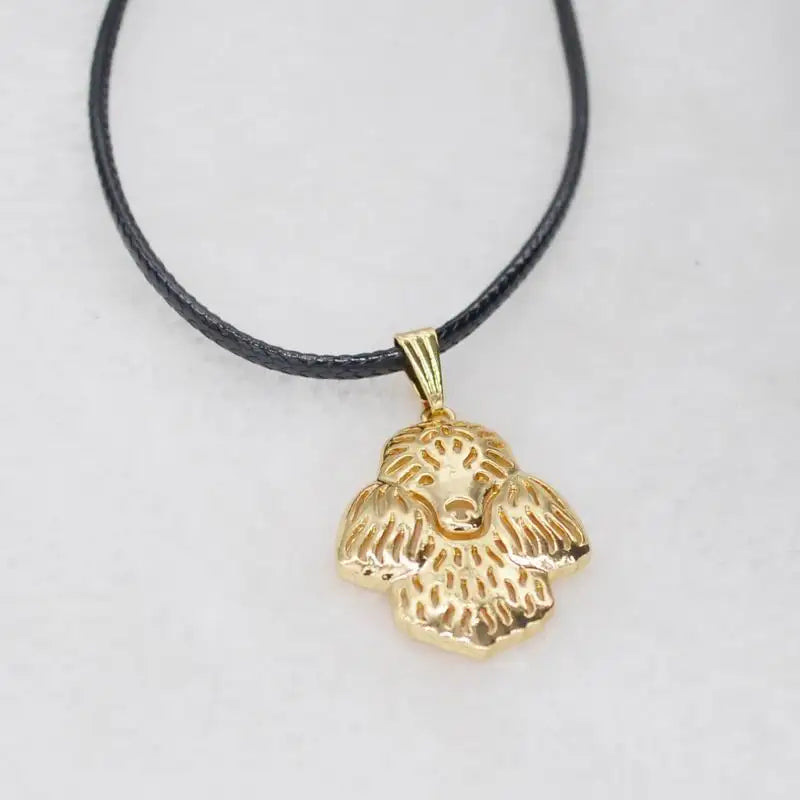 Black Rope Chain Women's Alloy Pet Poodle Dog Necklace