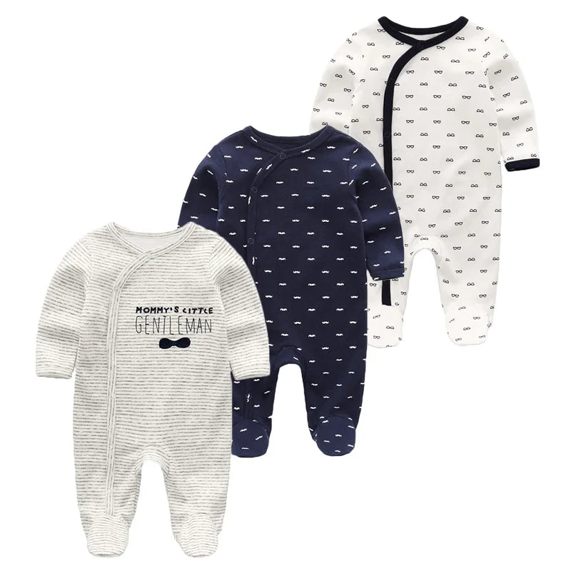 Cotton Baby Girl Clothes 3Pieces Cartoon New Born Baby Boy Clothes Sets Long Sleeve Autumn Footie Jumpsuits Zipper Spring Bebes