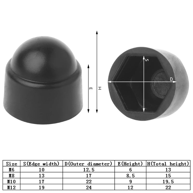 10Pcs M6 M8 M10 M12 Bolt Nut Dome Protection Caps Covers Exposed Hexagon Plastic Nuts and Bolts