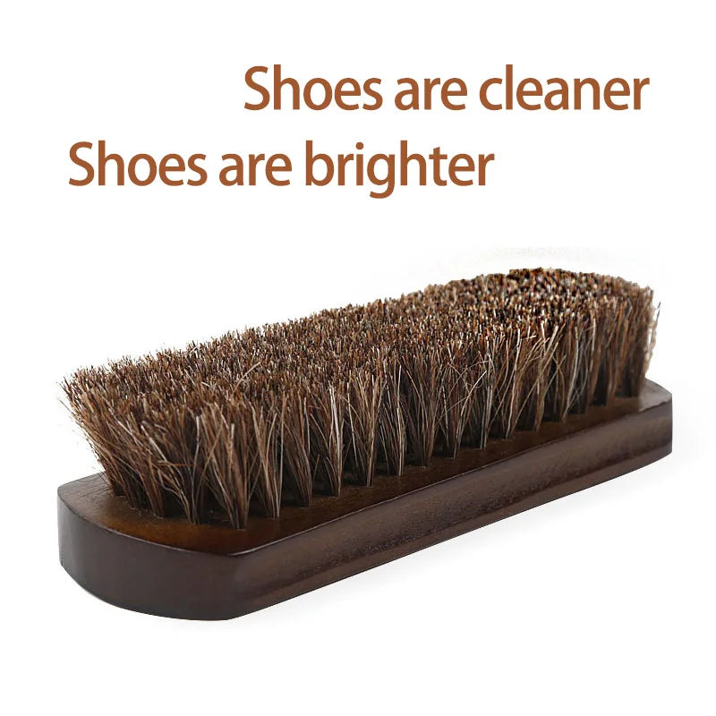 Real Horse Hair Shoe Brush Polish Natural Horsehair Leather Soft Polishing Tool Bootpolish Cleaning Brush For Suede Nubuck Boot