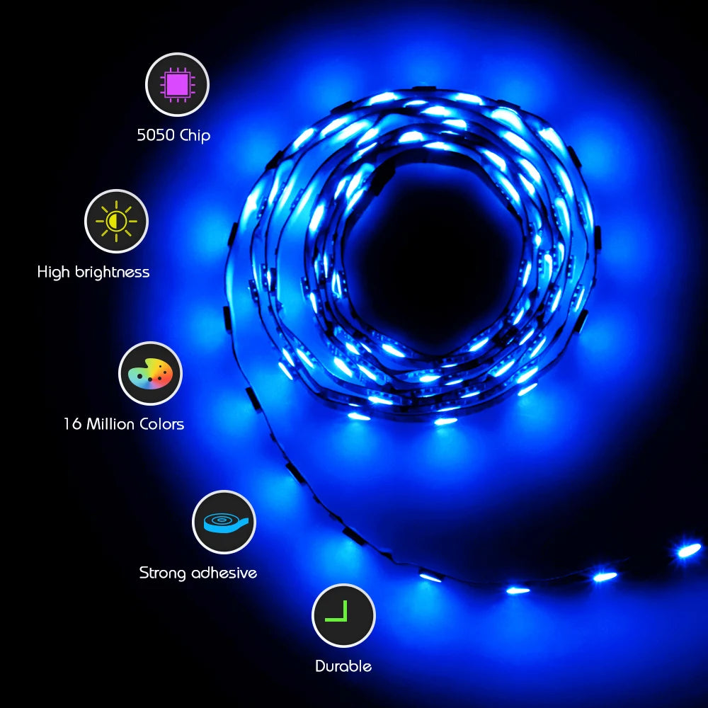 Led Strip Light For 12V 4PIN RGB Header (+12V,G,R,B) Led Strip 5050 On For PC Computer Case Decor , RGB Header Motherboard Strip